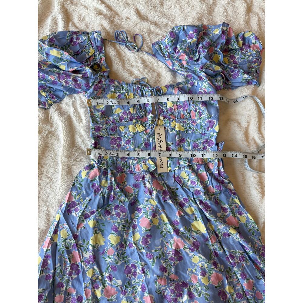 For Love & Lemons NWT Charlene Periwinkle Floral Mini Dress sz XS - Picture 11 of 13